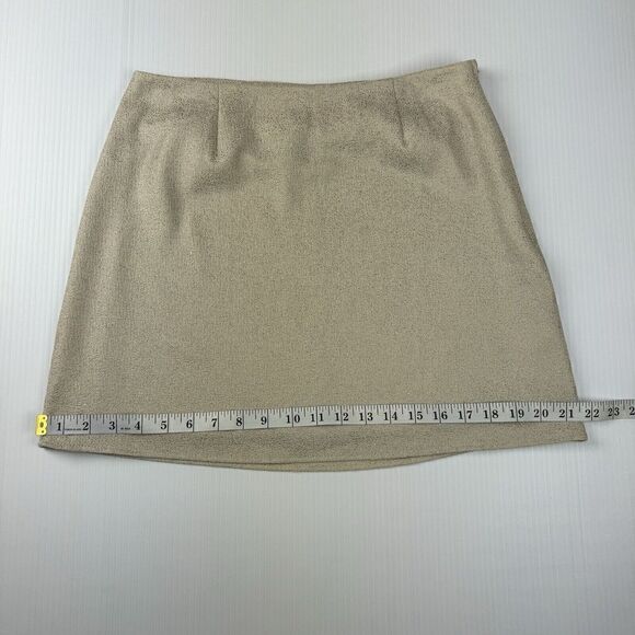 Myan Ivory Shimmer Formal Mini Skirt Size Medium Sparkle Lined - Picture 9 of 10